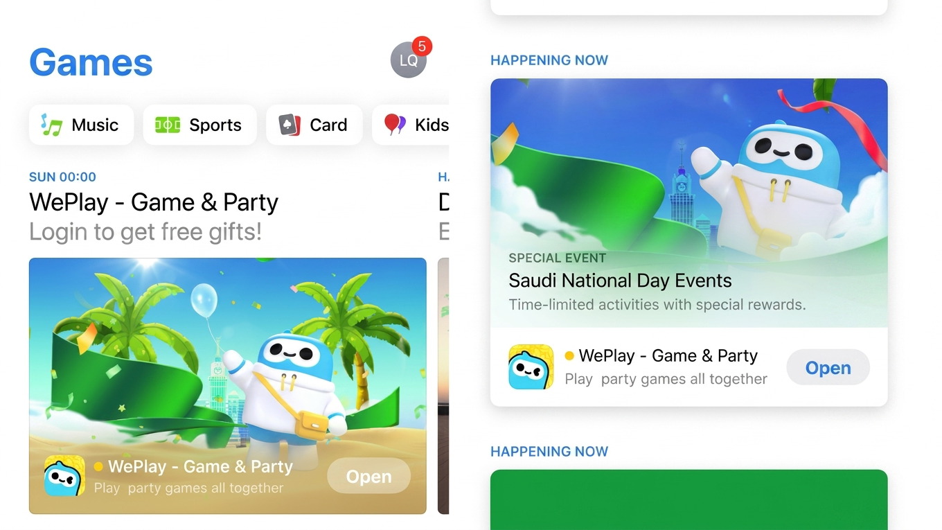 منصة WePlay تحقق إنجازاً بارزاً بحصولها على توصية متجر App Store في الشرق الأوسط بمناسبة اليوم الوطني السعودي